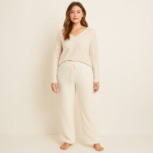 Tranquil & True Womens Cream Pajama Pants Size L Elastic‎ Tie Waist Super Soft